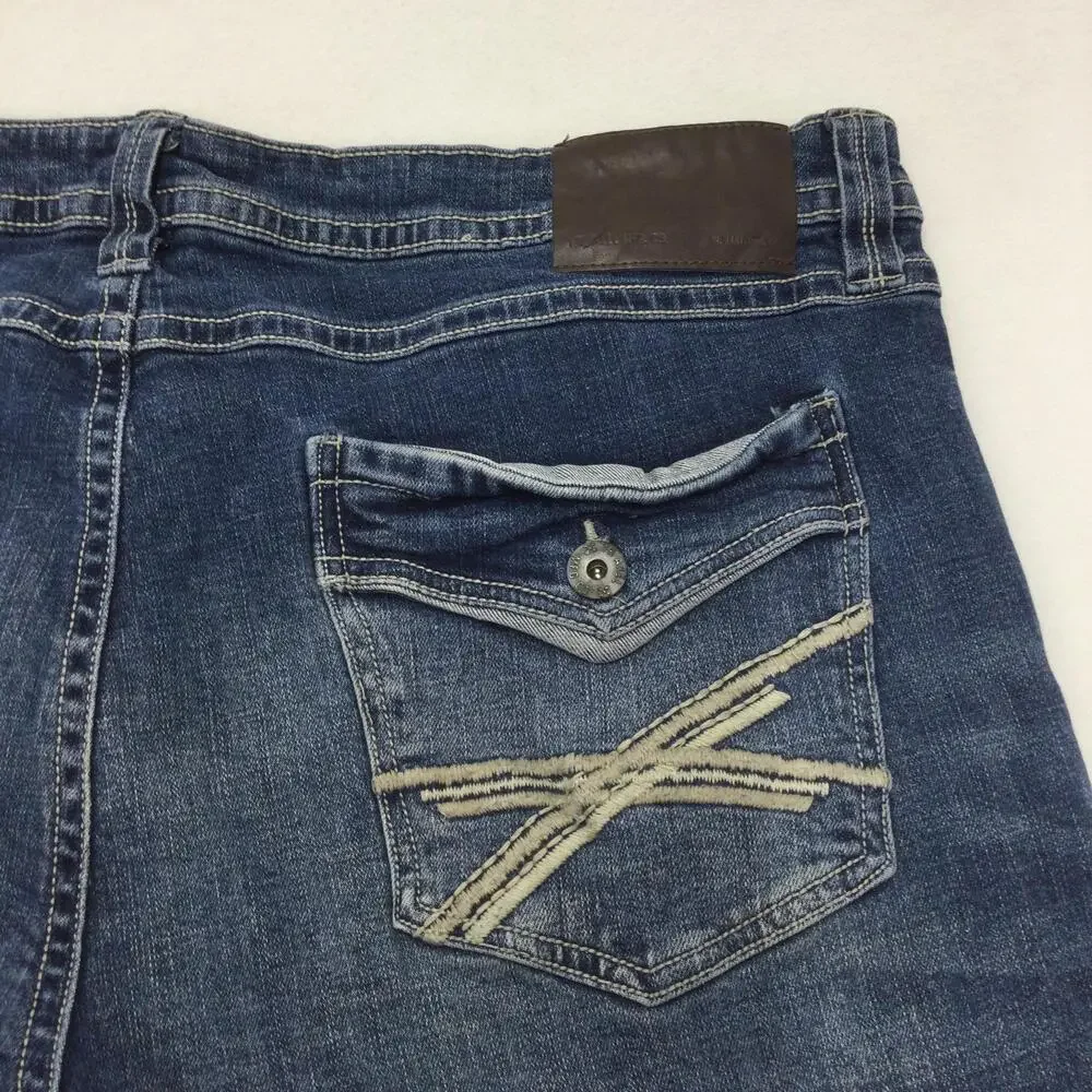 TK Axel Slim Boot Jeans Mens 40x32 Blue Wash Bootcut Denim Stretch Zip Fly